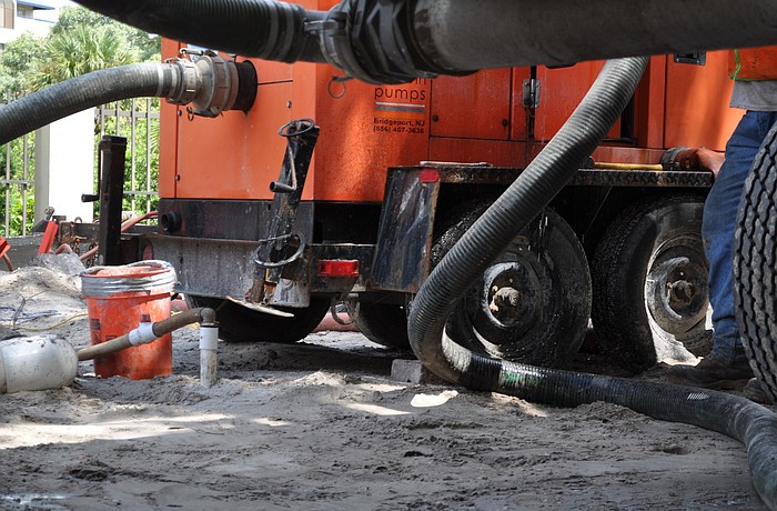 Crews plugged a leaking pipe near Hudson Bayou at 10:30 p.m. Aug. 15.