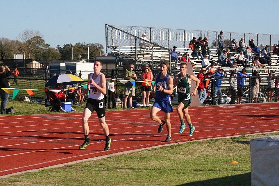 Matanzas track-and-field athlete Liam Conville (left) competes March 8, in the Spruce Creek Invitational. (Courtesy photo)