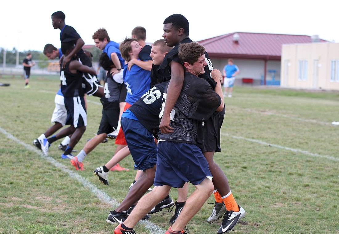 Matanzas practiced in shorts and pennies on May 1, cycling between defensive drills in position groups. (Photo by Joey LoMonaco)