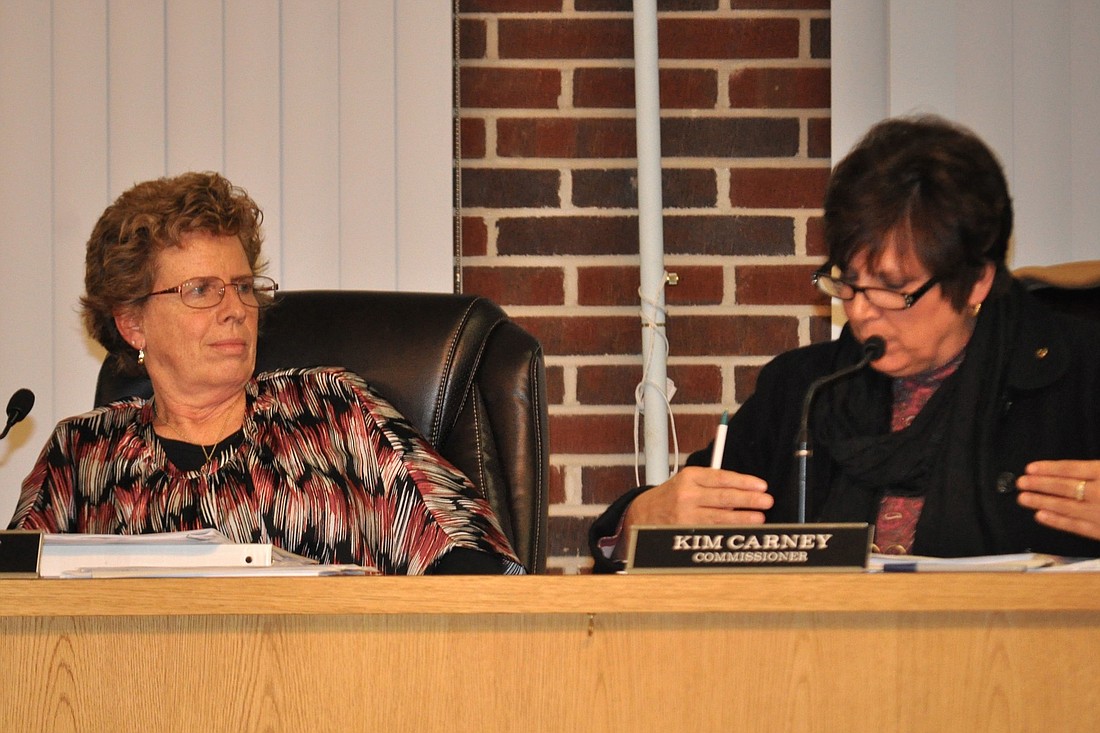 Flagler Beach Commissioners Joy McGrew and Kim Carney. (File photo by Jonathan Simmons.)