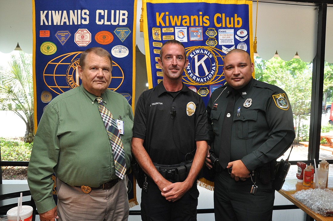 Kiwanis Law Enforcement Officers of the Year Detective Sgt. Harry Kuleski Jr., Officer Austin Yelvington and Deputy Franklin Gamarra