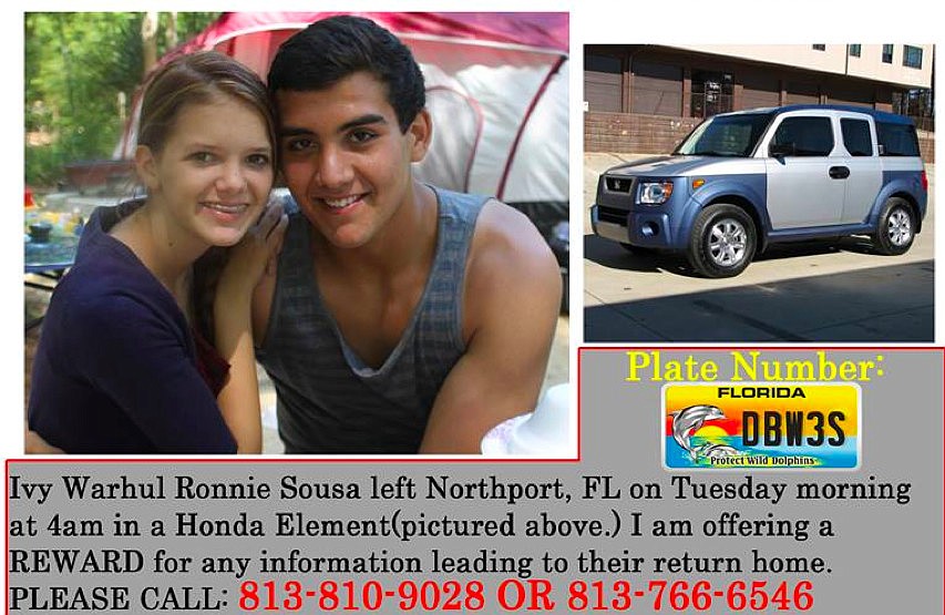 Ivy Warhul's parents set up a Facebook site at http://on.fb.me/1hNn693 to help coordinate search efforts, posting this flyer of the missing teens.