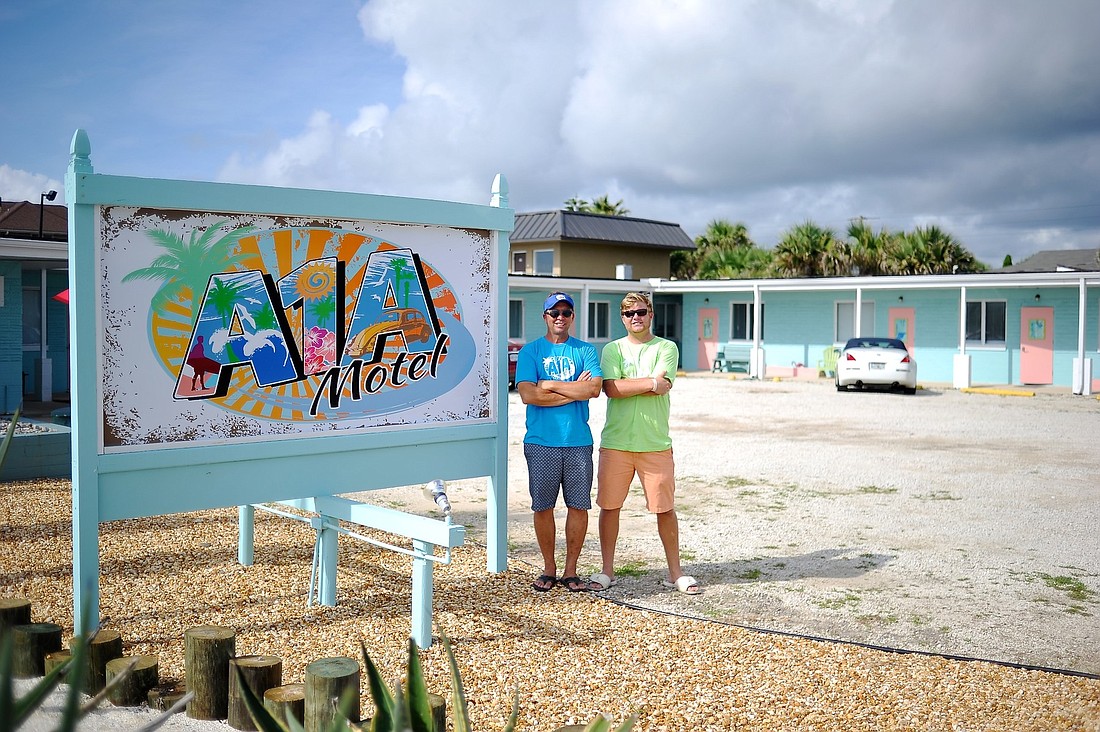 A1A Motel owner Jeff Meyer (left) and manager Danny Meyer stand in front of the motel on Saturday. (Joey LoMonaco)