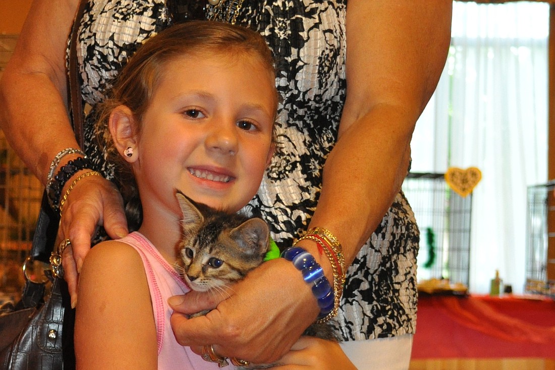 Isabella Lipkovitch, 6, with her new kitty Ariana Grande. (Photo by Jonathan Simmons)