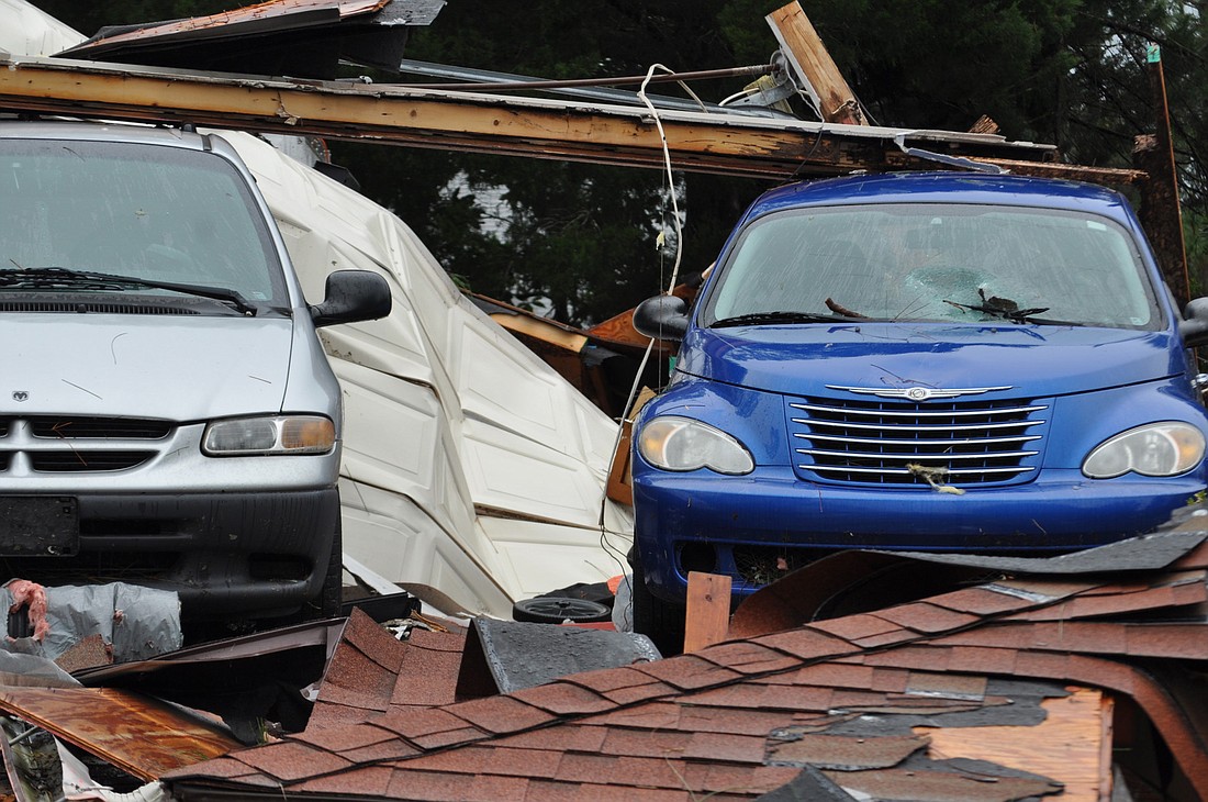 A tornado that hit Palm Coast Dec. 14 downed trees and knocked roofs off of homes. (Photo by Jonathan Simmons.)