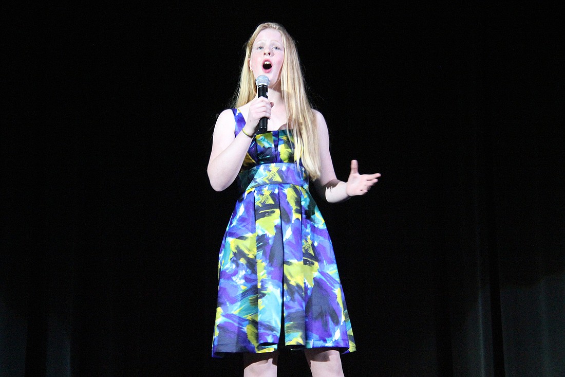 Elizabeth Kirkconnell, of Matnazas High School, sang a solo at the beginning of the Monday night show.