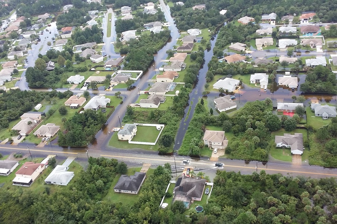 Flooding in the Bird of Paradise area. Photo taken by FireFlight, courtesy of Flagler County.