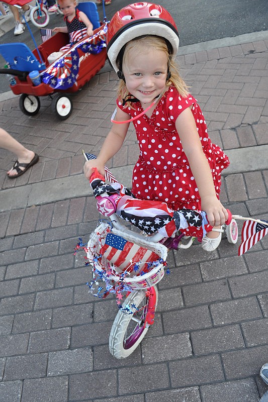 Emma Schwarzbauer, who turns 4 on June 8, rode with Little Bookwormsâ€™ Bicycle Brigade.
