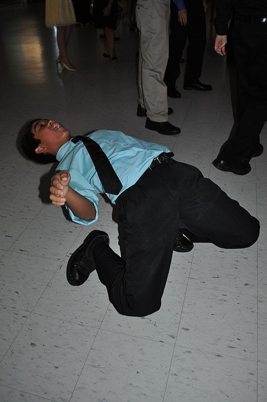 Reonel Rafols, 13, showed how low he could go during the 