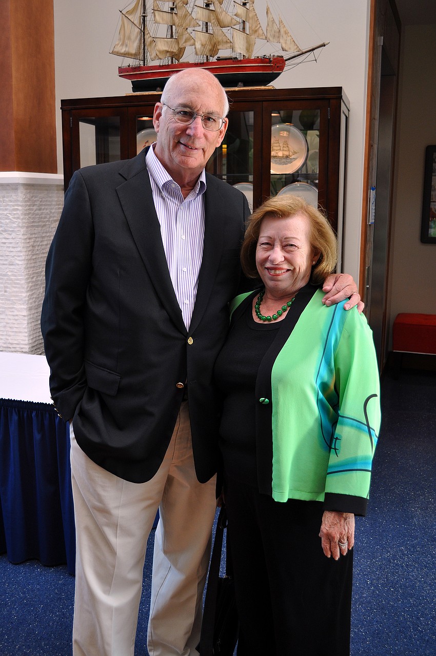 Pat and Linda O'Brien pose in the lobby Thursday, June 16 before listening to Senator Mike Haridopolos, President of the Florida Senate and candidate for election to the U.S. Senate, speak to the Sarasota Republican Club at the Sarasota Yacht Club.