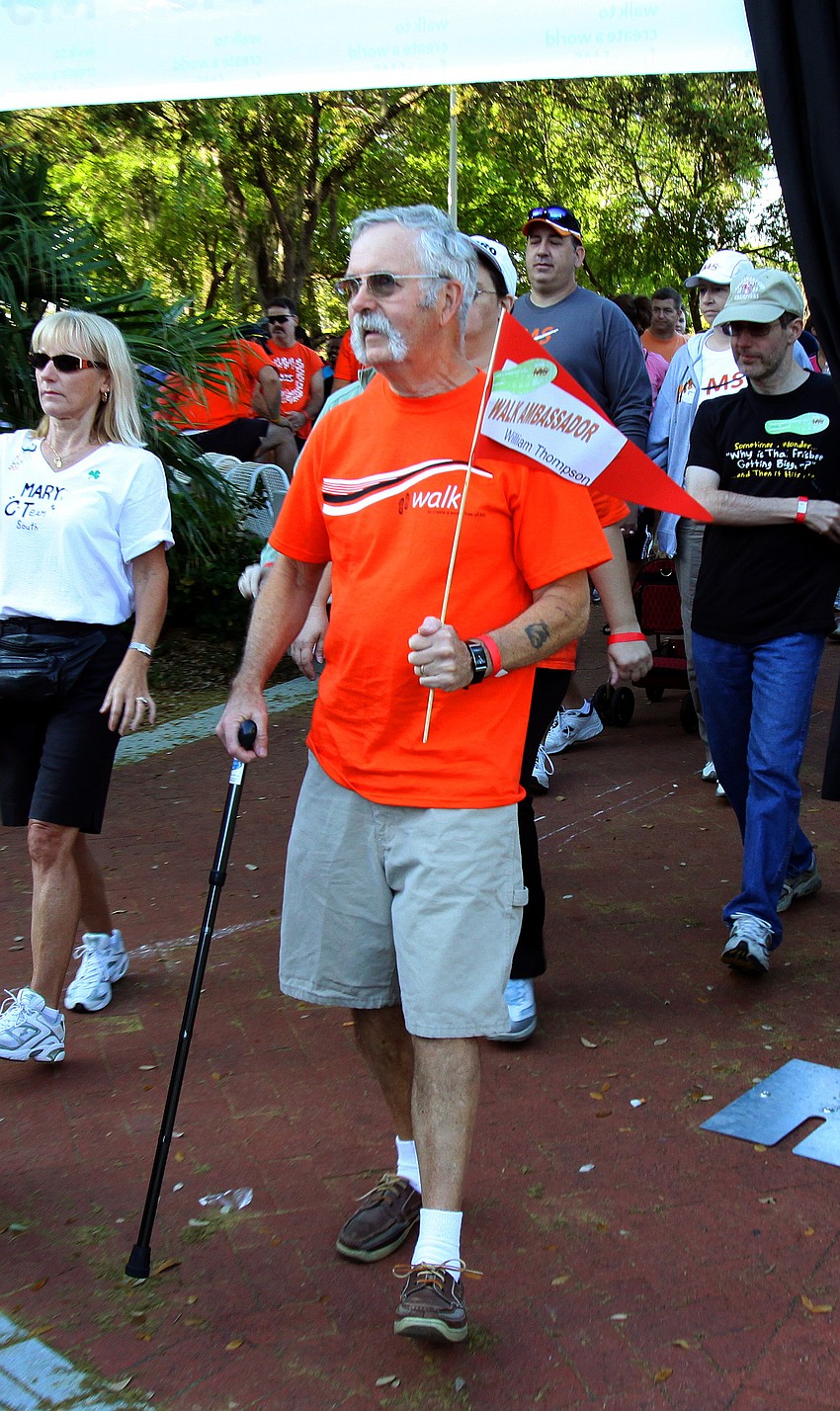 Walk Ambassador William Thompson starts out walking for Walk MS Sarasota on Saturday, March 19, at J.D. Hamel Park.