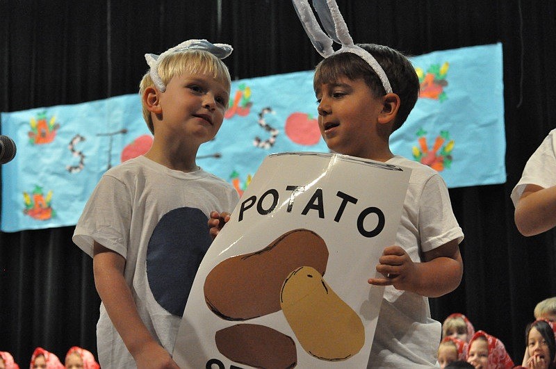 Pre-kindergarteners Toby Schwenk and Nicholas Sevarino earned a few laughs from the crowd.