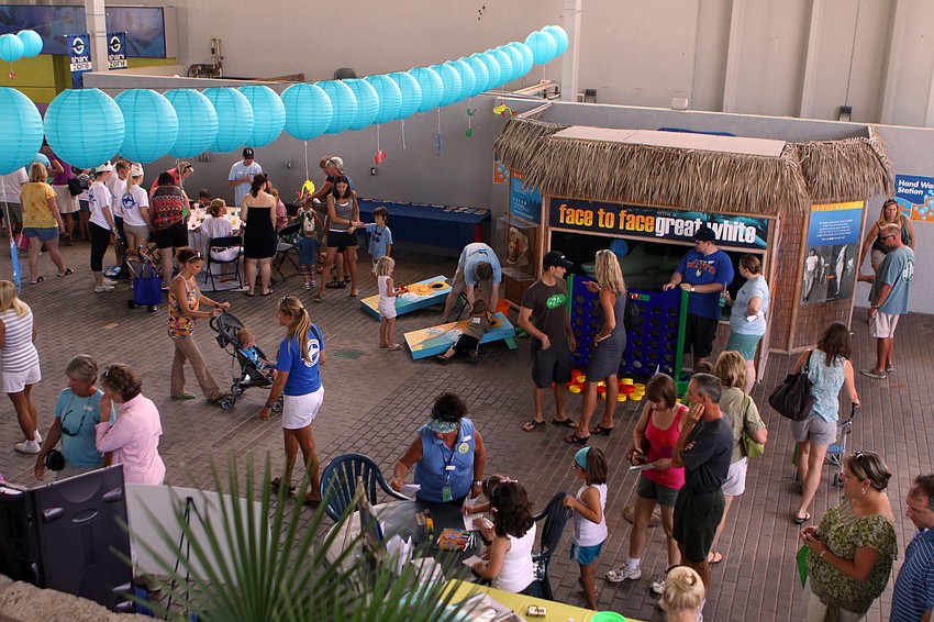 A view from above of the Dr. Seuss themed â€œOne, Two, Three and the Seasâ€ World Ocean Day Family Festival Sunday, June 5 at Mote Aquarium.