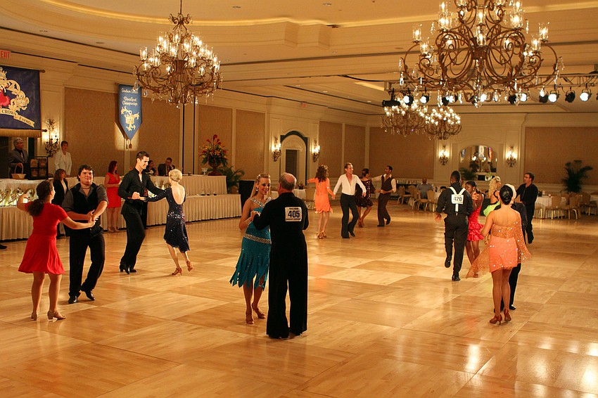 A handful of couples take the floor during one of the dance rounds Wednesday, August 3 during the Florida State DanceSport Championships at the Ritz Carlton Sarasota.