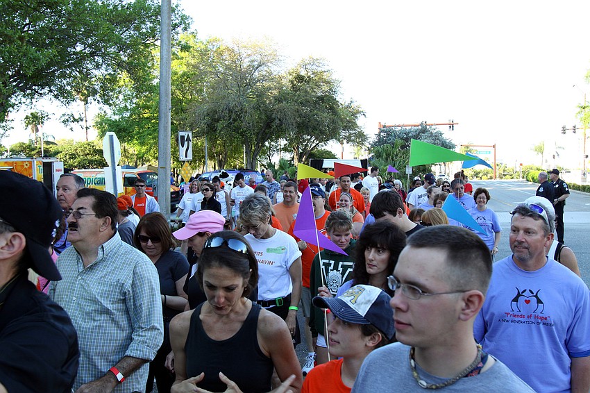 People begin the 2K walk for Walk MS Sarasota on Saturday, March 19, at J.D. Hamel Park.