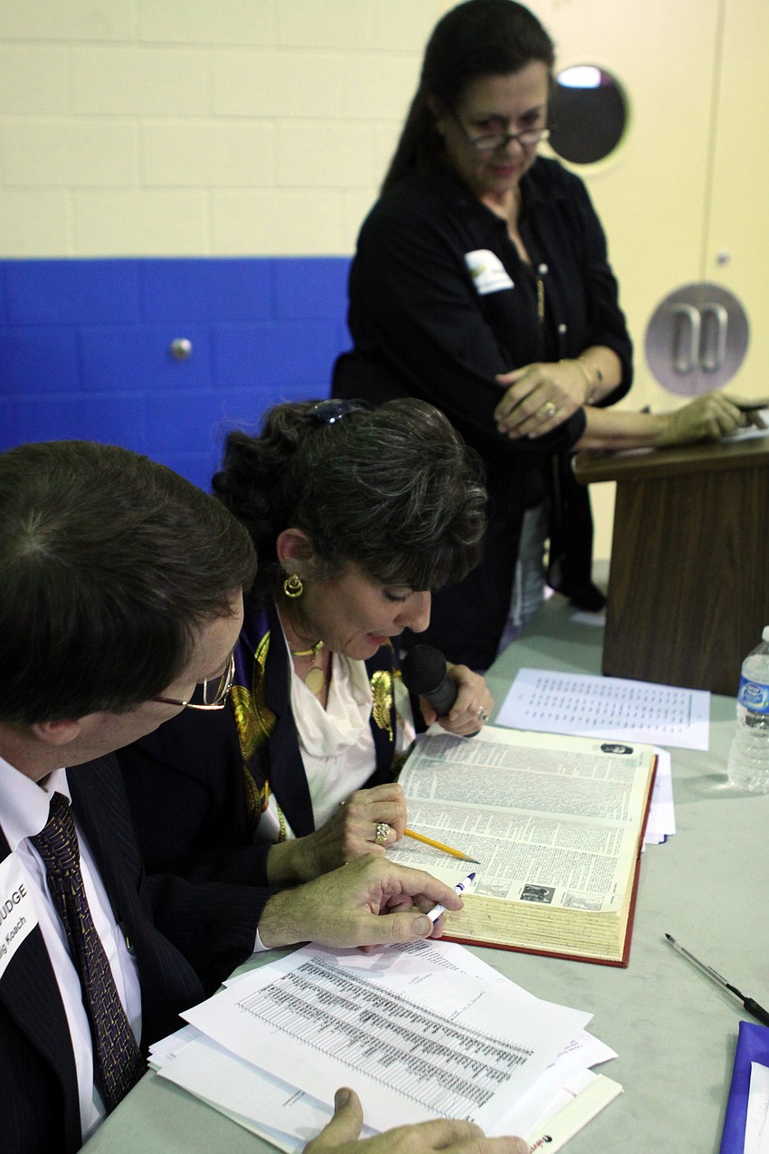 Dorothy Stuart reads the definition of 