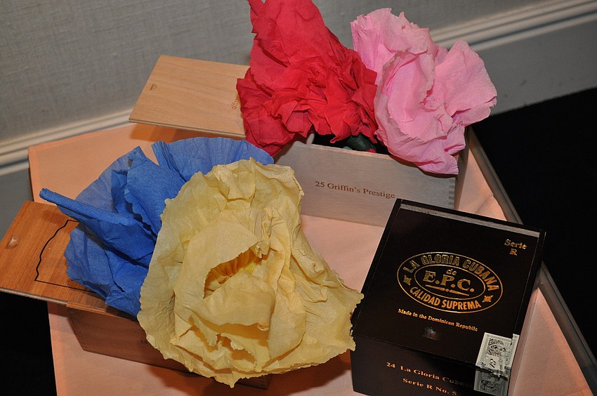 Vintage cigar boxes decorated the club.