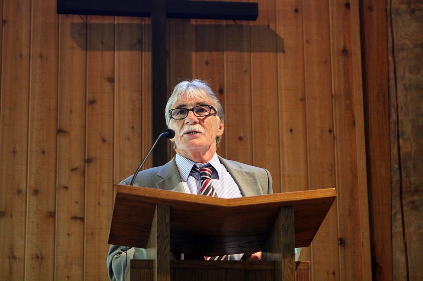 Beloved teacher, Ken Melber, speaks to the students graduating Friday, June 3 during ODA's 6th grade graduation at Siesta Key Chapel. This was Melber's final year at ODA and he will be returning to England to be with his family.