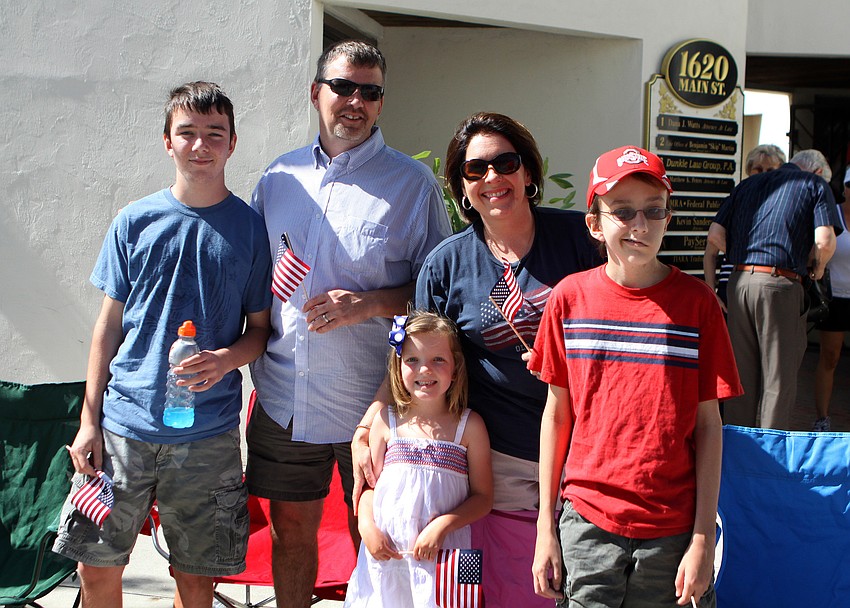 Matthew, Dan, Clare, Maryann and Nathan Grantham pose for a photo Monday, May 30 during the Memorial Day parade.