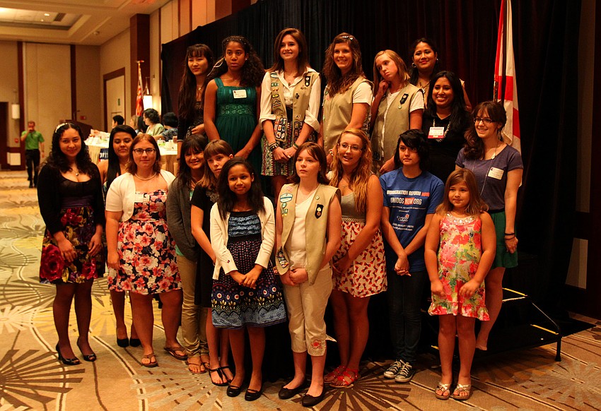All the young girls were asked to come together for a photo Saturday, Aug. 20 during the 91st Anniversary Celebration For Womenâ€™s Equity at the Hyatt Regency Sarasota.