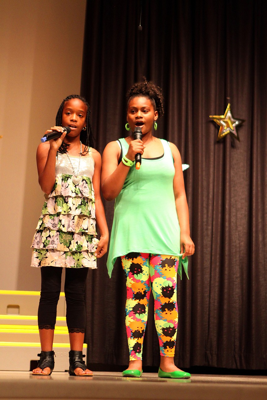 India Lawrence and Kelsey Taylor sang 