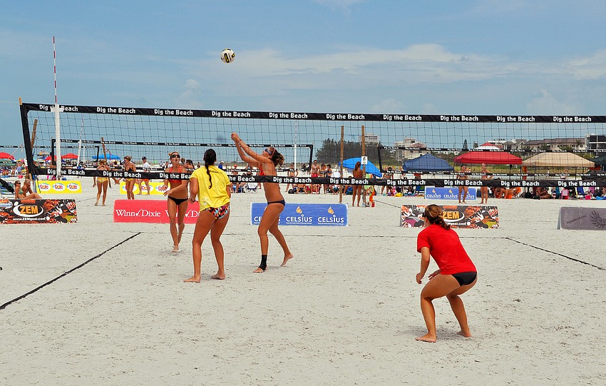 The top two womenâ€™s teams in the Open division play one another during the Siesta Key Gulf Open, Saturday, July 9 at Siesta Key Beach.
