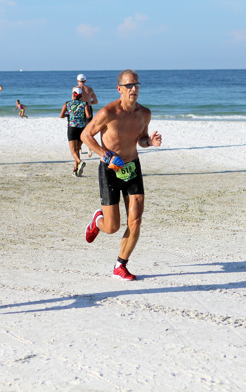 Jeff Lessie, a duathlon participant, was the first person to cross the finish line out of all 600 people who participated.