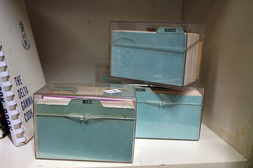 There were four recipe boxes with thousands of favorite recipes that had been collected over the years by the Sarasota philanthropist were up for sale Friday, July 22 at the estate sale.