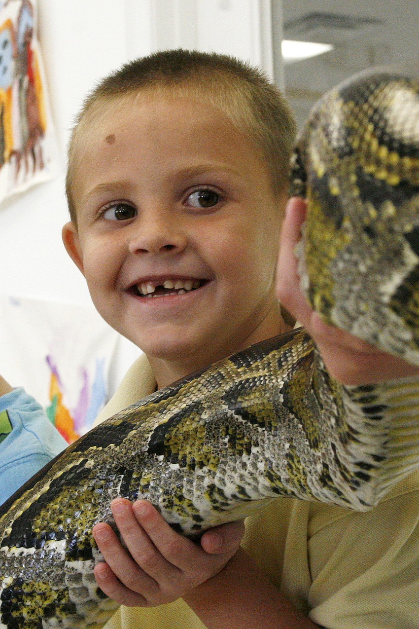 Ethan Guisenger loved holding the python.