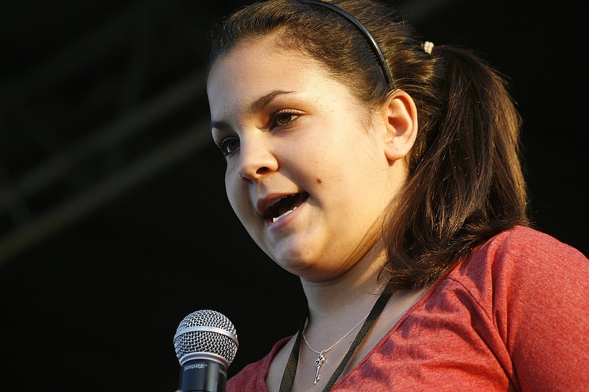 Jenna Turner, 14, spoke about her volunteer work with The Food Bank of Manatee.