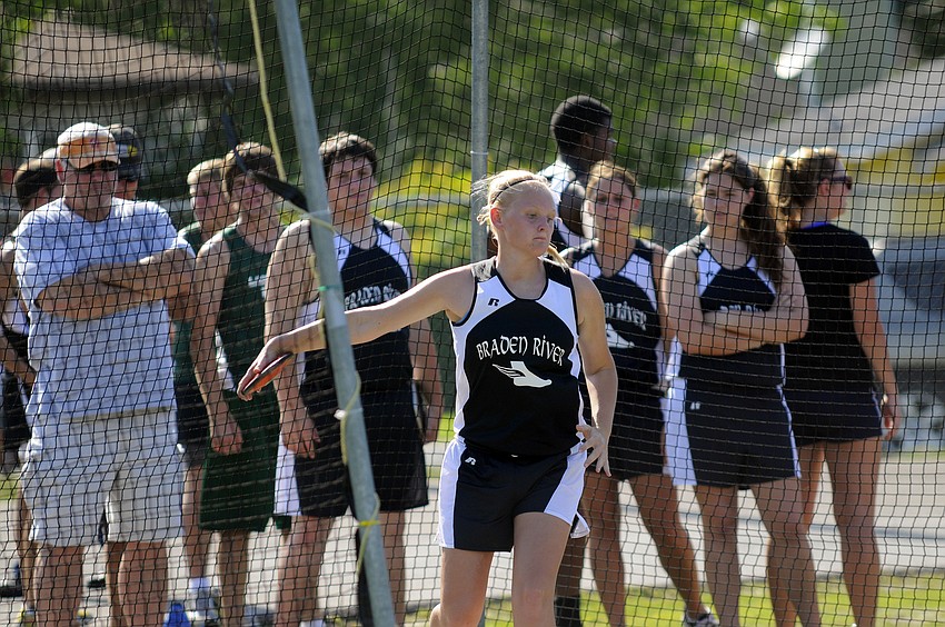 Braden River freshman Madison Jaco finished 11th in the discus with a throw of 59-8 1/2.