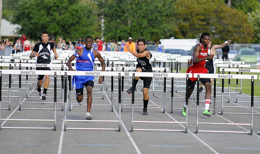Andrew Ezazi, Logan Jones and Justin Kagan competed in the 110-meter hurdles.