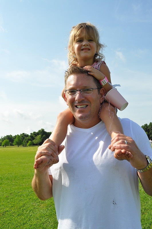 Kenzie Carlino got a ride from her dad, Jim.
