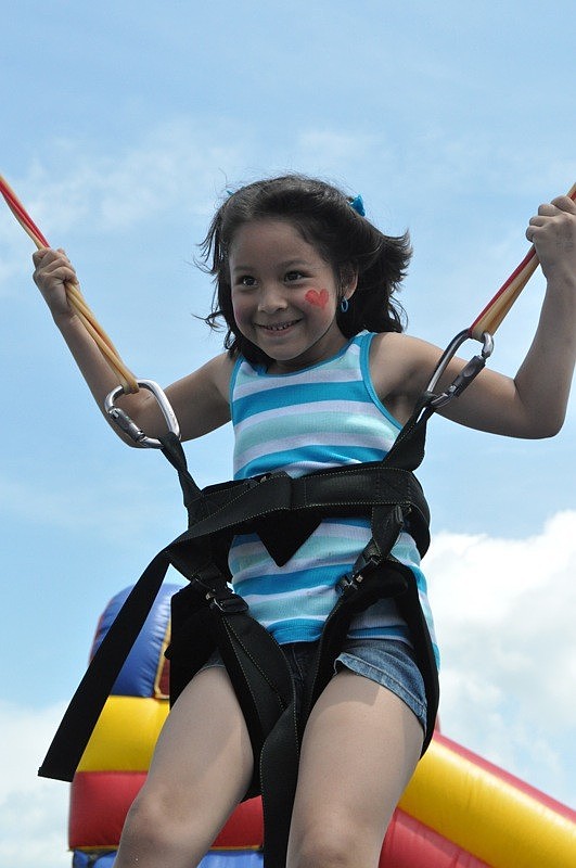 Yvette Carranza, 6, was eager to start bouncing.