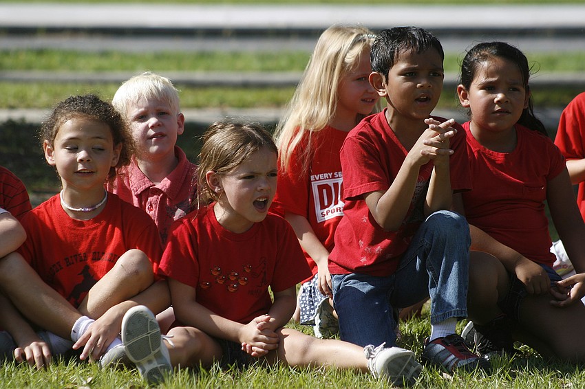 Classmates cheered on their other teammates during BRE's Field Day April 21.