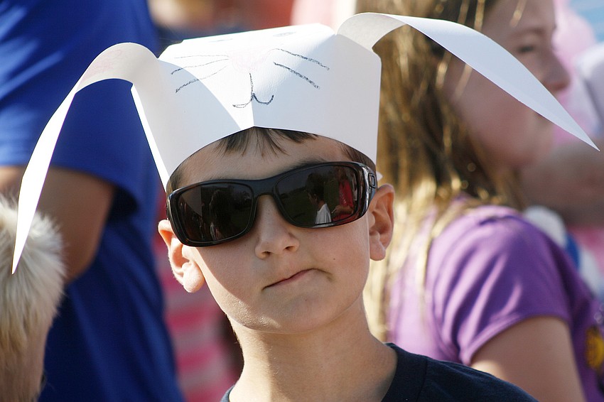 Chad Anderson, 6, wore his bunny hat to the Harvest egg hunt.