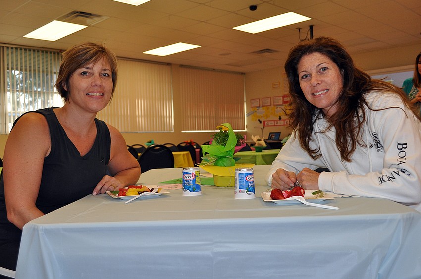Karen Hoskinson, who started the running club at Braden River Elementary, and Wendy Freeman.