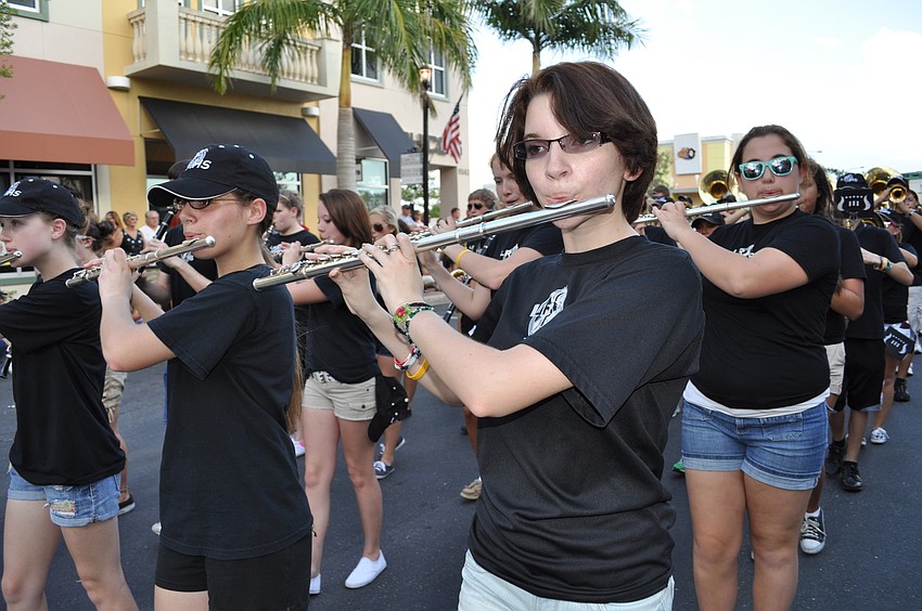 Lakewood Ranch High School freshman Katie Kelly performs military medleys after the parade.