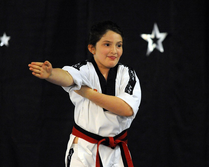 Alexa Fuentes demonstrated some tae kwon do moves.