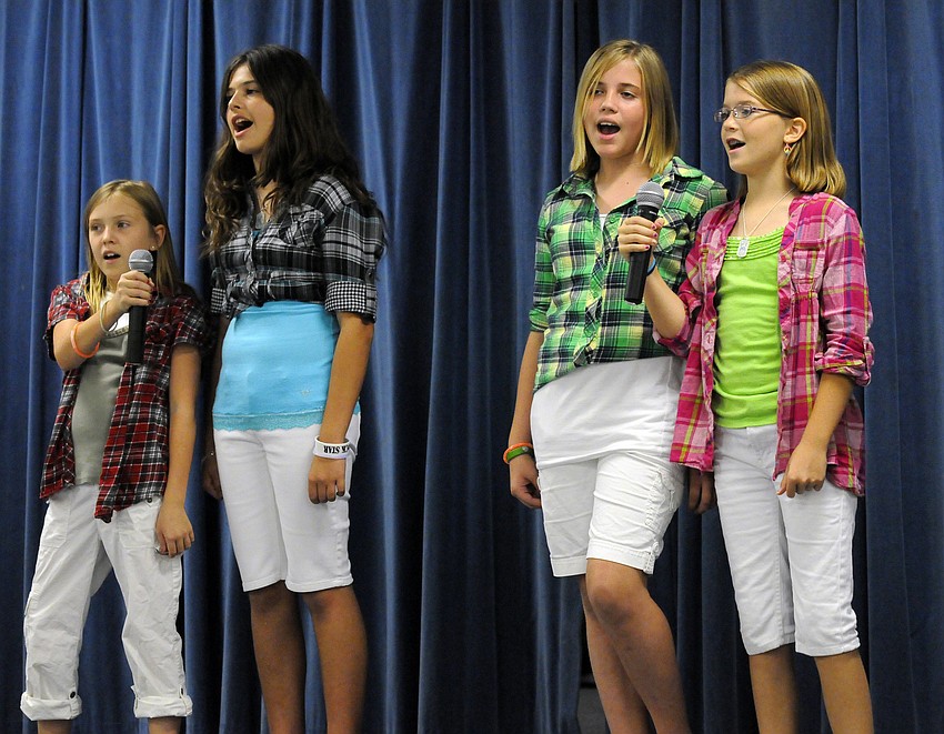 Abbie Owens, Kristina Vasiljevic, Danielle Adams and Haley Wells performed a song and dance routine to Determinade by Lemonade Mouth.