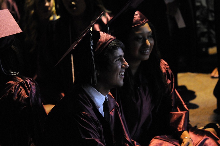 Lucas Vasconcellos and Rosalia Vasquez shared some laughs before commencement.