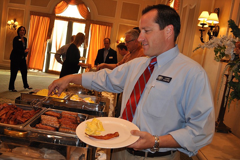 The Out-of-Door Academy's Jamie Carver loads up on breakfast.