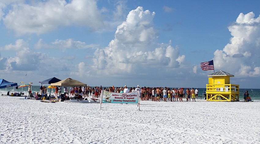 Part of the Siesta Key Public Beach was roped off Thursday, July 14 for the 2011 James 