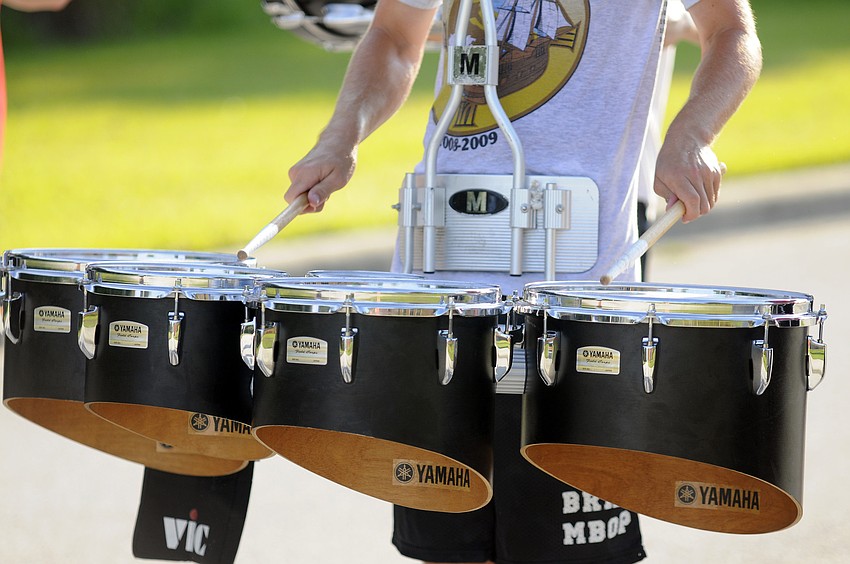 The tenor drums are one of the types of drums used in the Pirates drumline.