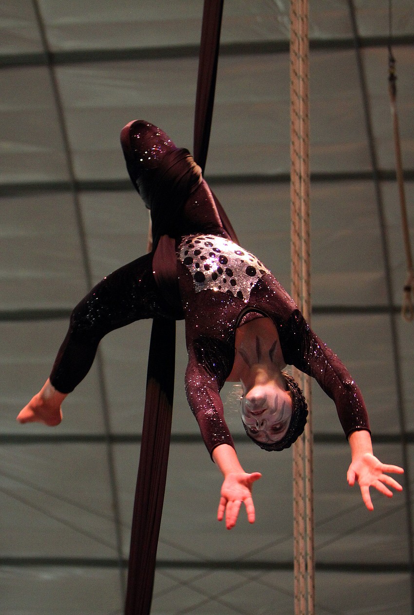 Iona Binnie, 13, was the spider in the â€œItsy Bitsy Spiderâ€ act performed by five of the students of Stone Soup Circus from Princeton, NJ during the showcase performance Thursday, Aug. 18 inside the PAL Sailor Circus Arena.