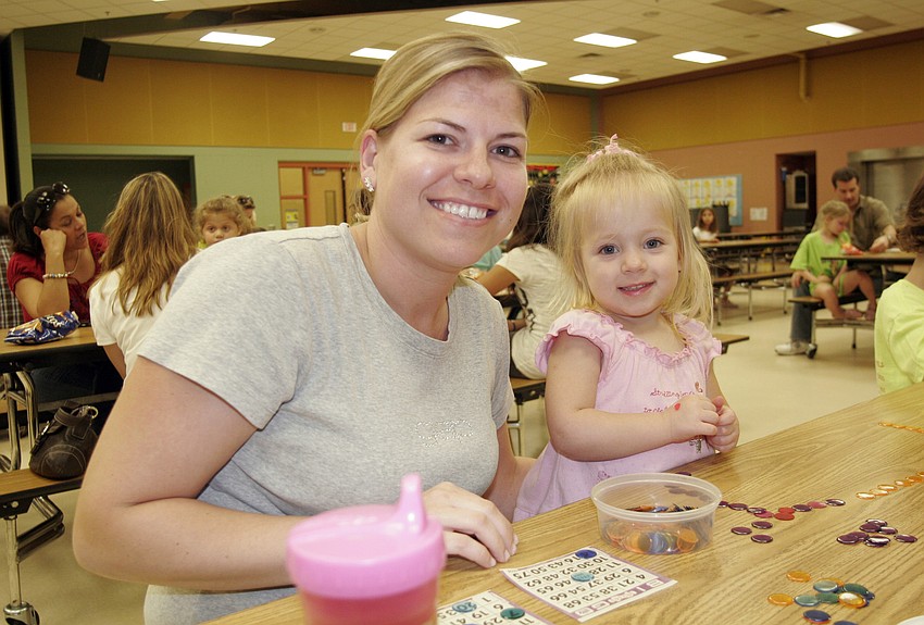 Gabrielle Hotaling, 2, created her own game with her mother, Lisa.