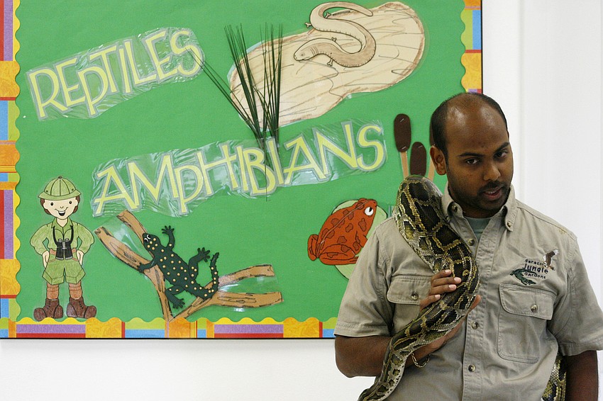 Sarasota Jungle Gardens' Lakshman Lochan presented the animals.
