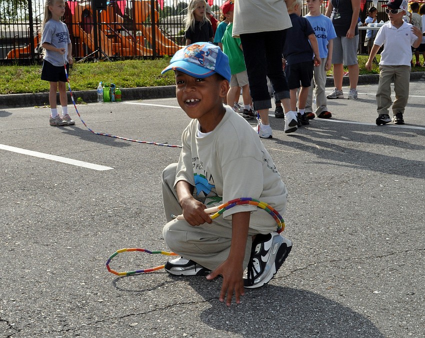 Kindergartner Nasir Carranco thoroughly enjoyed the Jump for Fun event.