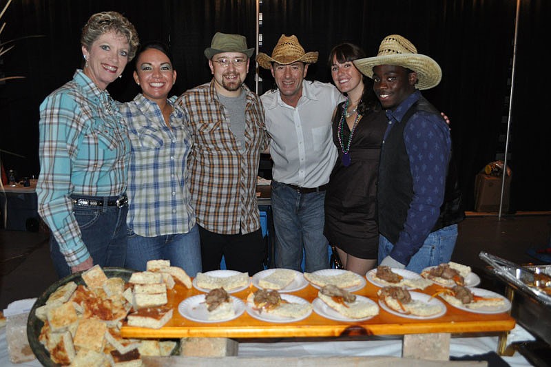 Representatives of Manatee Technical Institute's culinary program â€” Linda Agresta, Joey Leyna, Dana Johnson, Garry Colpitts, Heather Humphrey and Jonathan Matthews â€” served flank steak and vegetables.