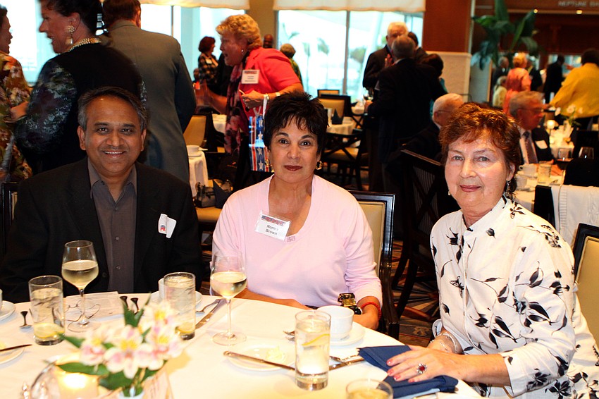 Loyola D'sa, Norma Brown and Simona Pipko sit together on Thursday, March 31 during the monthly dinner meeting of the Sarasota Republican Club at the Sarasota Yacht Club.